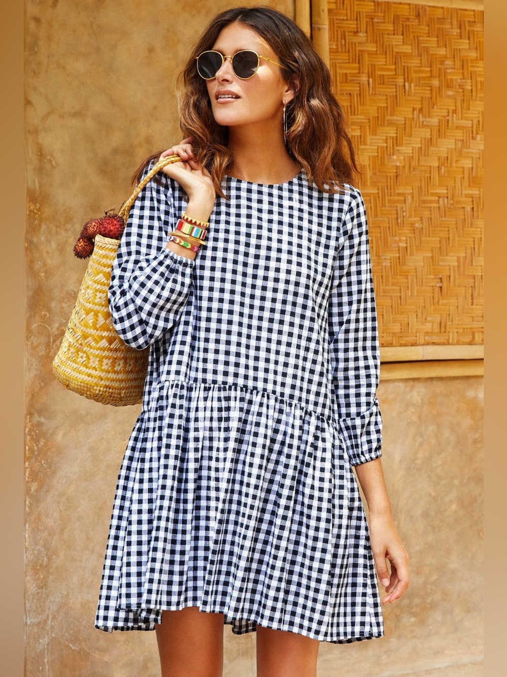 Mister Zimi Elsa Dress Black Gingham Babydoll Cotton US 10 / AU 14
